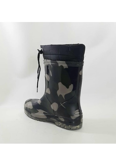 Çağrı Yeşil Kamuflaj Içi Yünlü Erkek Çocuk Yağmur Çizmesi -471424835