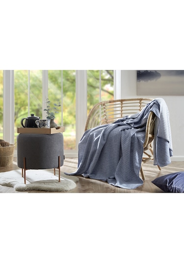 Özdilek Floretta Dolce Çift Kişilik Pamuklu Battaniye 180x220 Cm Indigo