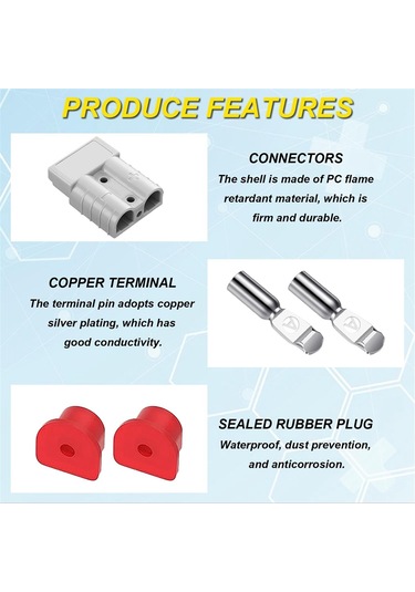 Xurunkeji Paket 6-10 Ölçü 12v - 36v Akü Hızlı Bağlantı/çıkartma Montaj Braketi 50a Kablo Demeti Fiş Konnektör Kiti