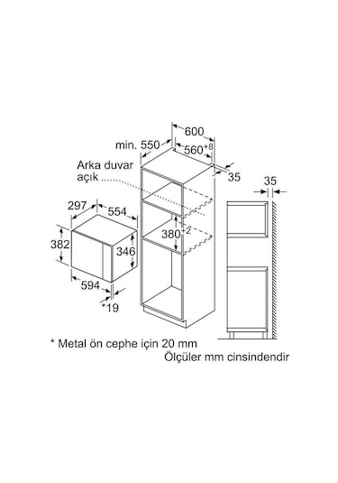 Bosch BFL524MH2 20 L Ankastre Mikrodalga Fırın Siyah