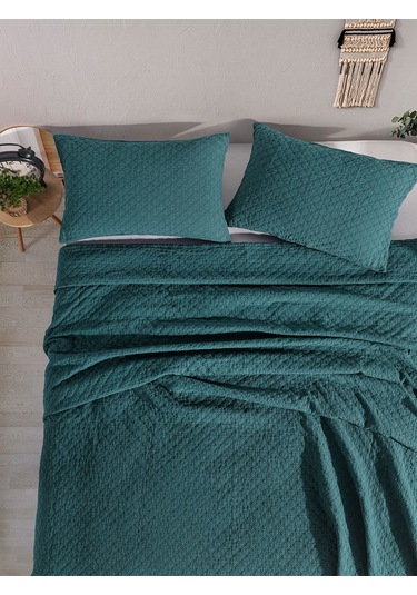 Cambrıdge Yatak Örtüsü Seti Çift Kişilik Koyu Yeşil Kutulu
