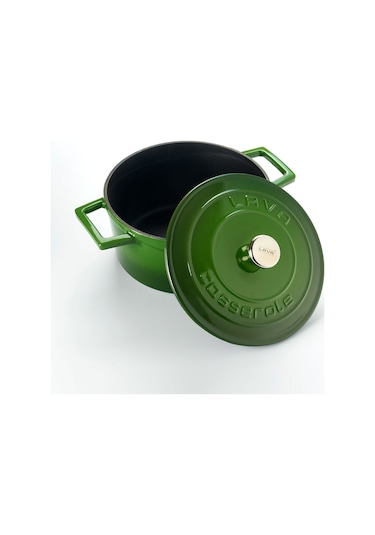 Lava Döküm Yuvarlak Tencere Çap 20 cm - Folk  Mavi