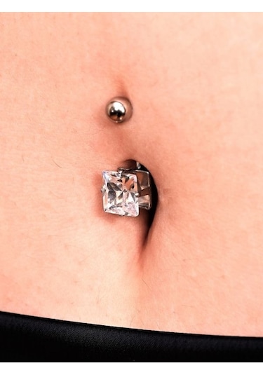 316l Cerrahi Çelik Kare Zirkon Taş 8 Mm Zirkon Taş Göbek Piercing-gbkpr62