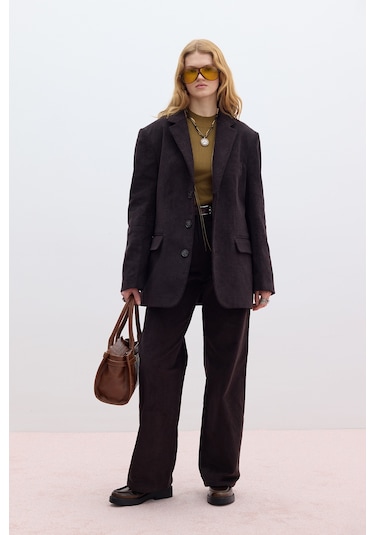 Fitilli Kadife Straıght Fit Pantolon Acı Kahve Acı Kahverengi