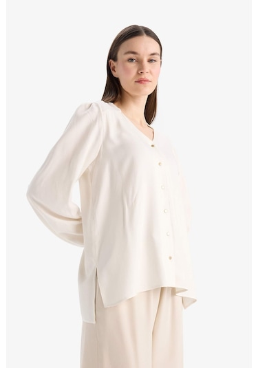 DeFacto Regular Fit Bisiklet Yaka Simli Kumaş Uzun Kollu Gömlek F0226AX25SPER105 DeFacto Regular Fit Bisiklet Yaka Simli Kumaş Uzun Kollu Gömlek F0226AX25SPER105