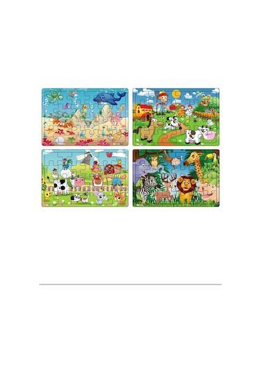 Yeni 4 Adet 24 Parçalı Ahşap Puzzle Yapboz Seti. Çiftliğim. Okya