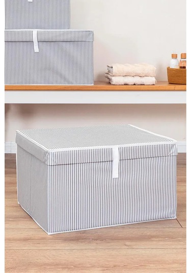3 Adet Çok Amaçlı Kutu Maxi Boy Tela 50 40 30 Cm Gri-beyaz
