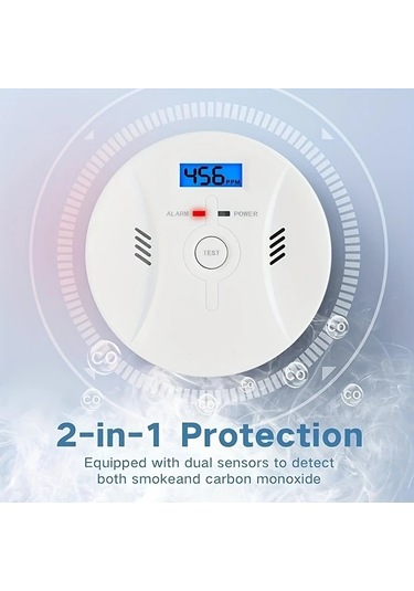 Willowhaven One 2si1 Karbonmonoksit Ve Duman Dedektörü Ev Mutfak Alarmı Led Ekran 9v Pil