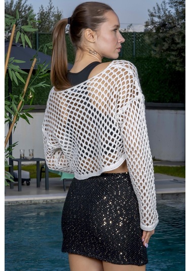 Siyah Renk Pul Detaylı Mini Etek-siyah Siyah