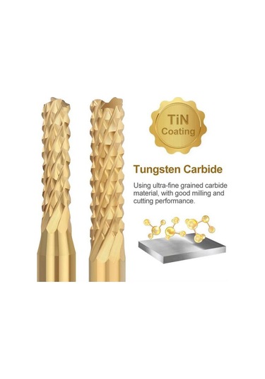 Pcb Mini Karbür Freze Kesici 0.8-3.175mm 10 Lu Set 3.175mm Shank