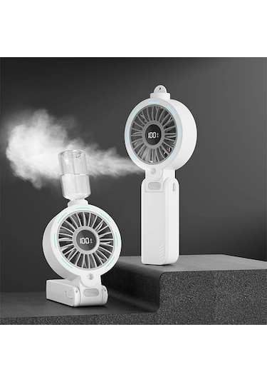 Xuweiwei Beyaz Taşınabilir El Tipi Usb Fan 3600mah Pil Ayarlanabilir Hız Masaüstü El Tipi Asılı Kullanım Renkli Gece Lambası Su Şişeli