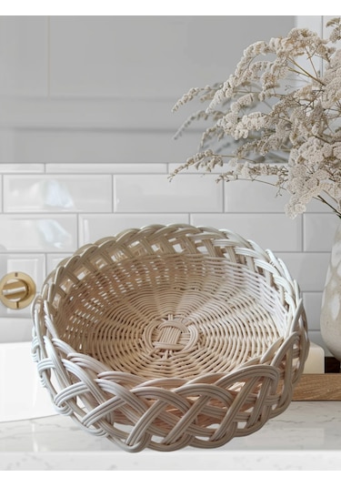 Bambu El Yapımı Çok Amaçlı Sepet Bej