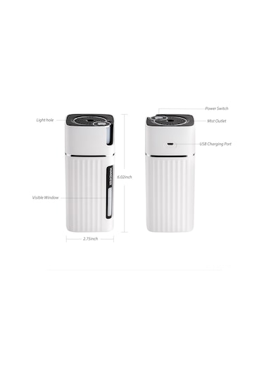 300ml Araç Pusula Nemlendirici Difüzör Taşınabilir Renkli Gece Lambası Sessiz Nemlendirici Uçucu Yağ Difüzörü Soğuk Masaüstü Usb Güçlü Nemlendirici Ev Seyahat Ofis İçin