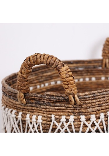 Ürgüp 50x40x35 Cm. Doğal Abaka El Yapımı Oval Sepet Xl Bej