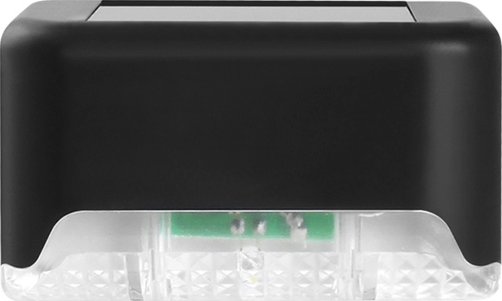 Geeroyoo 4'lü Beyaz Işık Güneş Enerjili Merdiven Lambası - Akıllı Işık Kontrolü, Ip65 Su Geçirmez, Dış Mekan Bahçe Duvar Aydınlatması Siyah