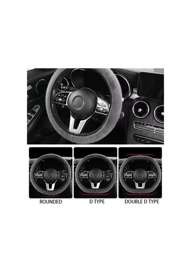 Gri Seametal Kış Sıcak Peluş Araba Direksiyon Araba İç Aksesuarları Kapakları