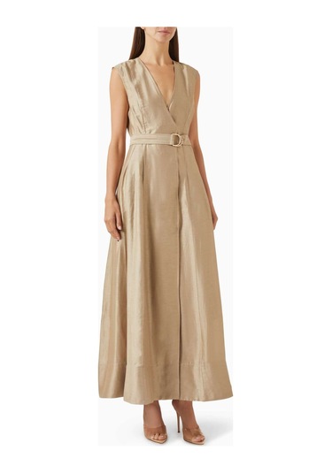 Acler Hepworth D - Ring Kemerli Maxi Elbise - %53 Keten, %36 Viskoz, %11 Naylon Bej