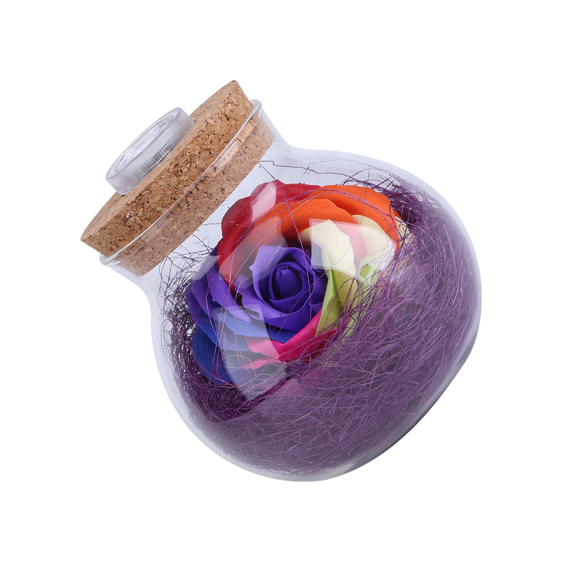 Hangfox Mor Renkli Ölümsüz Gül Işıklı Şişe, 13 Renkli Rgb Led Ve Uzaktan Kumanda İle Ev Dekorasyonu Hediyesi Mor