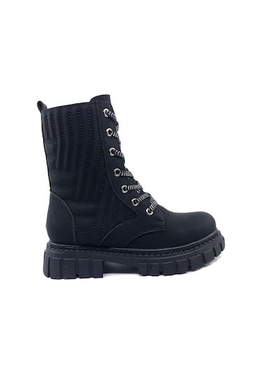 Sema Siyah Zümrüt Kauçuk Taban Kız Çocuk Fermuarlı Bot Siyah