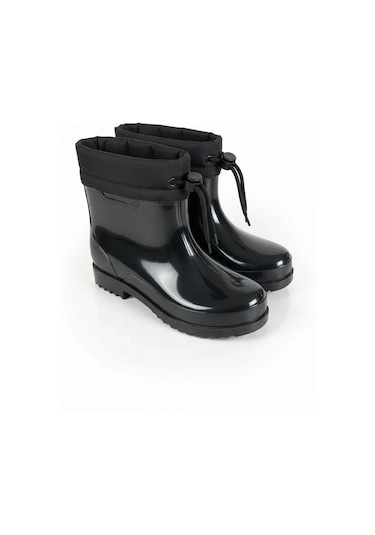 Konçlu Peluşlu Unisex Potin Yağmur Botu 36-40 Siyah Siyah
