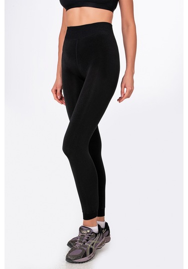Kompedan Termal İçi Peluş Kışlık Kadın Tayt İçlik Siyah