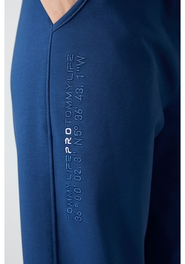 Tommy Life Parlament Kapüşonlu Kanguru Cep Oversize Lastik Paça Kadın Eşofman Takımı - 95288 Parlament Parlament Mavisi