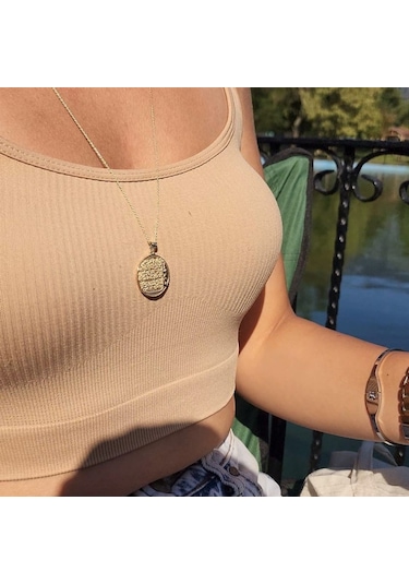 Tılsım Dualı Nazar ( Üç Dualı) Korumalı Tılsım Madalyon Tasarım T-Sarı