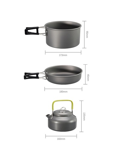 Halın Ds-308 Kulplu Tava Kamp Tencere Tencere Seti 2-3 Kişilik Fda Yok Bpa Içermez - Yeşil