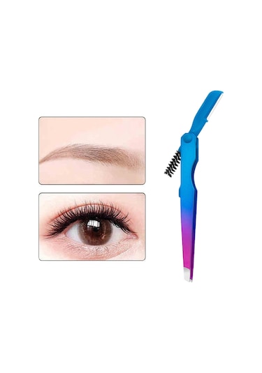 Homyl Kaş Cımbızı Paslanmaz Alet 4mm Düz Uçlu Cımbız Çok Mavi Mor