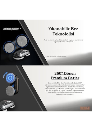 Groove Zelix Max Akıllı Sensörlü Cam Silme Robotu