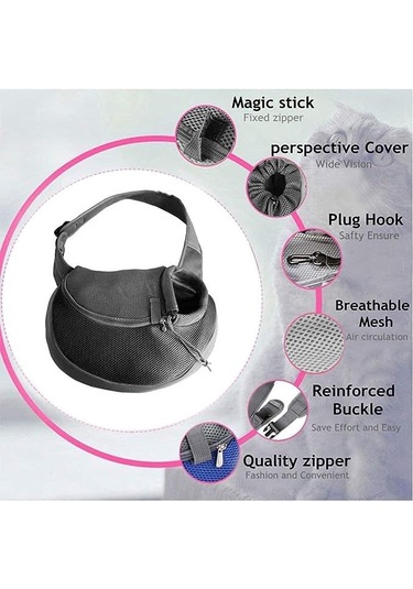 Dianziye Köpek Ve Kedi Taşıma Çantası, Dışarıda Gezmeler İçin Ayarlanabilir Askılı Sırt Çantası, Siyah, Oxford Kumaş Çok Renkli