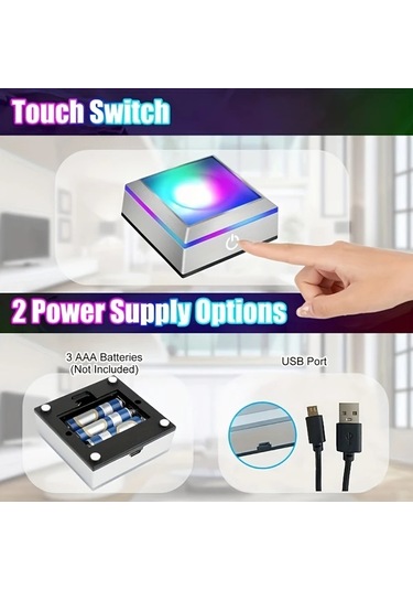 Honeybeeshop 1 Zarif 3d Gül Kristal Gece Lambası 5x5x8 Cm Renk Değiştiren Led Sevgililer Günü Hediyesi Beyaz