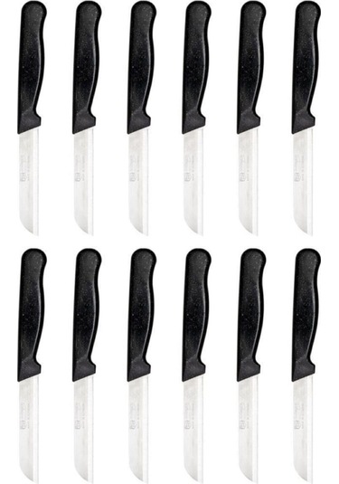 Solingen Meyve Bıçağı Siyah Simli 12'Li