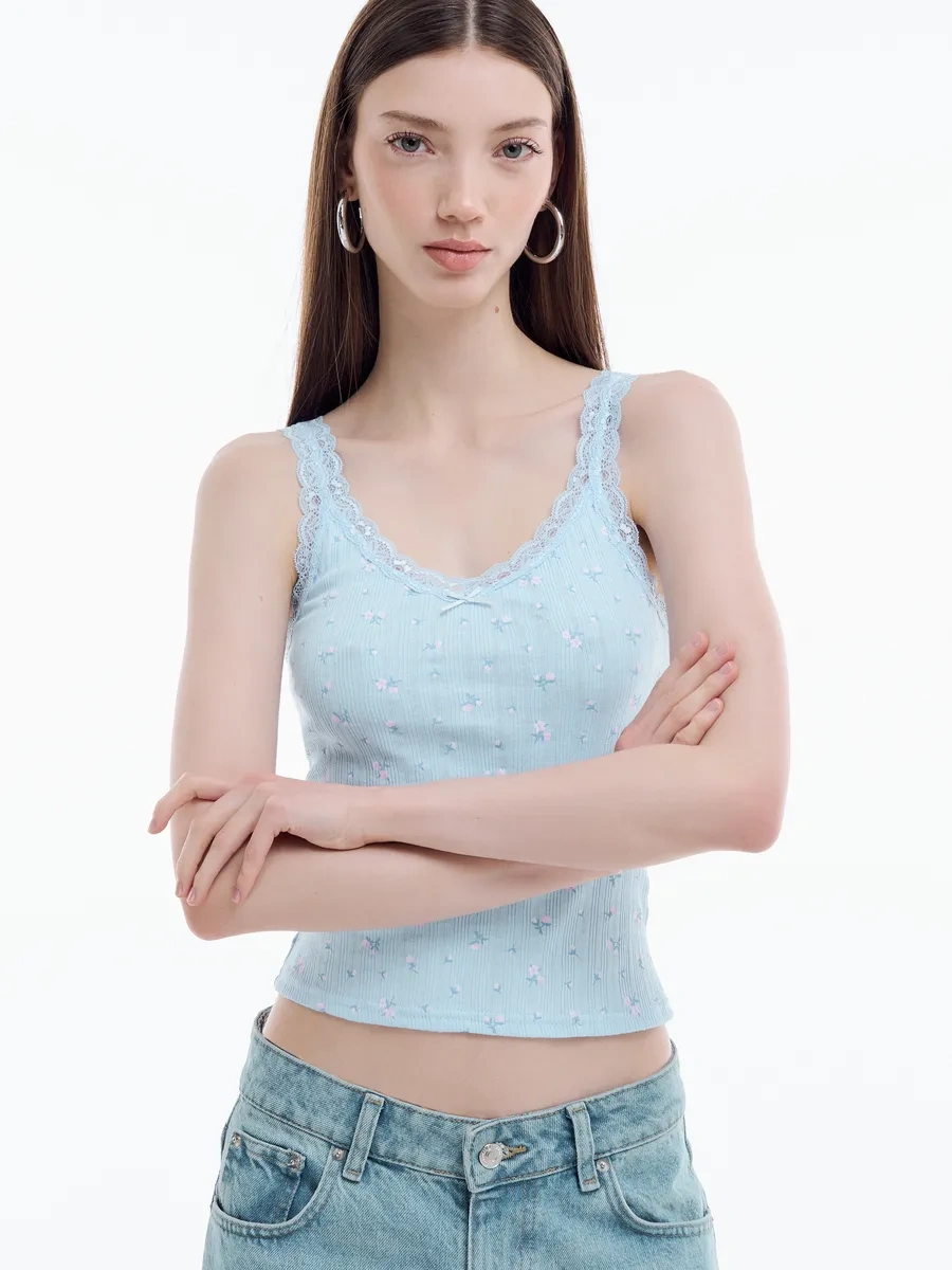 Tvoe Çiçek Desenli Dantelli Atl 444802920 Açık Mavi