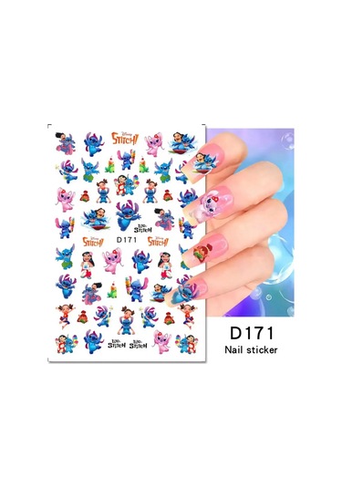 Lilo Ve Stitch Tırnak Çıkartmalar Anime Etiket Tırnak Sanat Süslemeleri Karikatür Animasyon Tırnaklar Üzerinde Basın Çivi Aksesuarları Manikür İçin Fuşya
