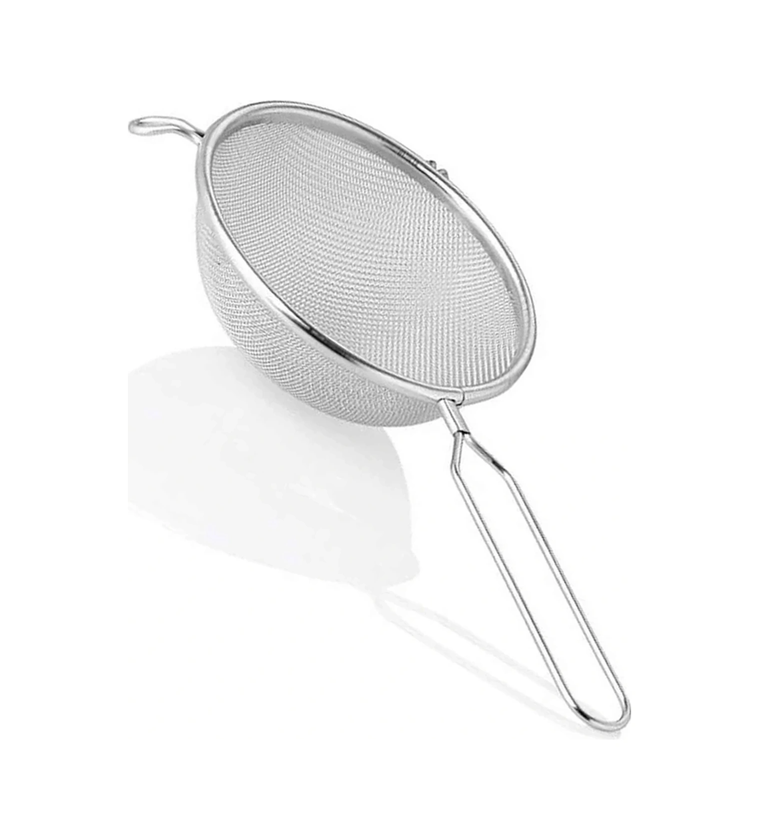 Paslanmaz Çelik İnce Örgü 14 Cm Süzgeç Kulaklı Uzun Saplı Mutfak Süzgeci Tel Elek 29cm Gümüş