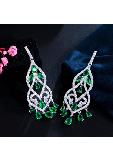 Novahub Altın Renkli Safir Kübik Zirkonya Damla Küpe Kadın Çok Renkli Vintage Zarif Lüks 6cm Çok Renkli