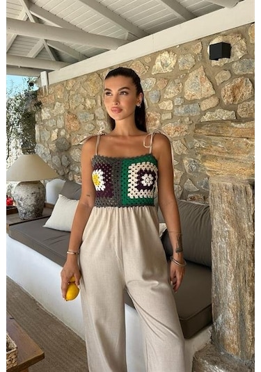 Jasmin Süzüneli Keten Tulum 1280-08 Bej