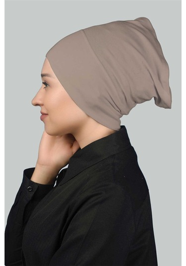 Altobeh Hazır Pratik Geçmeli Uzun Boru Tesettür Bonesi - Açık Vizon