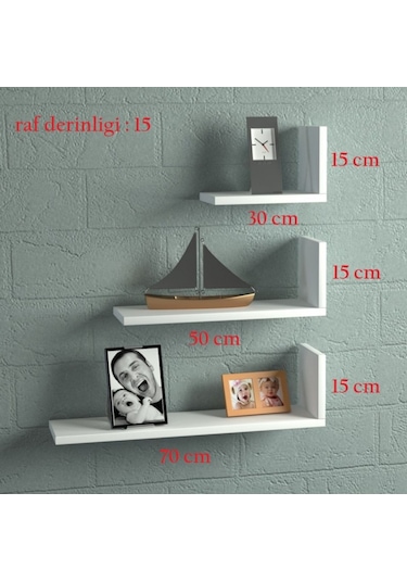 Rafkestir 3 Lü Pablo Duvar Raf Seti Cappicino