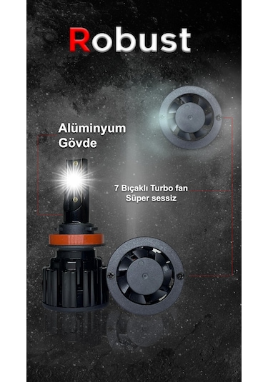 Robust Led Xenon H11 S8 15.000 Lümen 50 Watt Csp 12v-24v Uyumlu