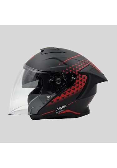 Arwic AR836 Skystar Ece-R22.06 Yarım Motosiklet Kaskı Kırmızı