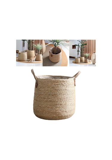 Suntek Dokuma Bitki Sepeti Çamaşır Torbası Dekorasyon M