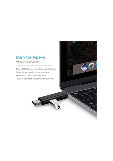 Ancheyn 5068 Otg 3 İn 1 Type-C/ Micro USB /TF Dönüştürücü Kart Okuyucu