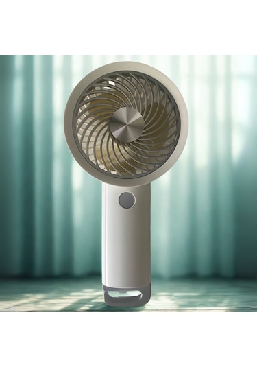 Alpera Electronic - 3 Kademeli Şarjlı Masaüstü El Fanı - Beyaz & Gri Renk