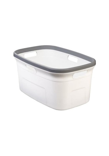 Motek MT-02 4 Taraflı Tutulabilen Çamaşır Sepeti Selesi Beyaz Gri Beyaz - Gri
