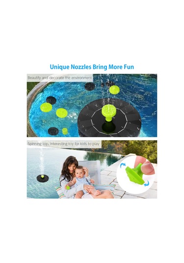 Kosona Güneş Enerjili Süngerli Fıskiye, 6v 1w Siyah+yeşil Başlıklı, 130mm Su Döngüleme Pompası, Kuş Havuzu Bahçe Manzarası İçin Xh01-130b