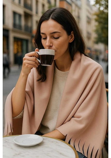 Softiva Polar Omuz Şalı 70x180 Cm Unisex Kışlık Şal Pudra Çok Renkli