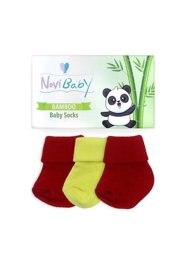 Novibaby 3'lü Bambu Yenidoğan Bebek Çorabı I Sunset I 0-6 ay "Karışık Renkli"