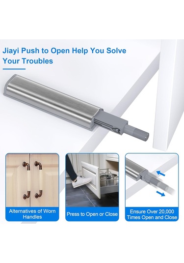 Qingmipy Stainless Steel Çekmecelik Tıklama Açıcı - Çocuk Ve Evcil Hayvan Engeli, Gürültü Azaltıcı, Gizli El Dizesiz Tasarım Gümüş